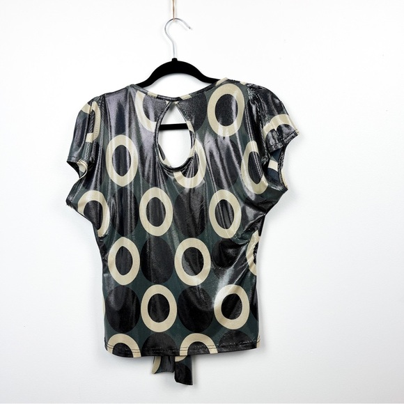 Joseph Ribkoff Sleeveless Black & Grey Metallic Spotted Blouse - Picture 7 of 8
